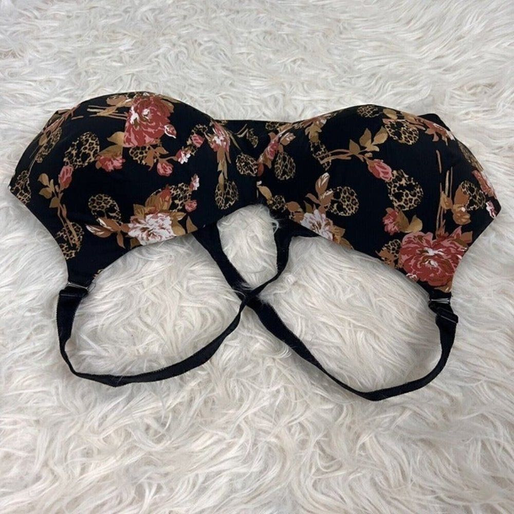 Torrid Wire-Free Lightly Lined Print Racerback Bra 42DDD Cheetah Floral Print - Picture 10 of 12